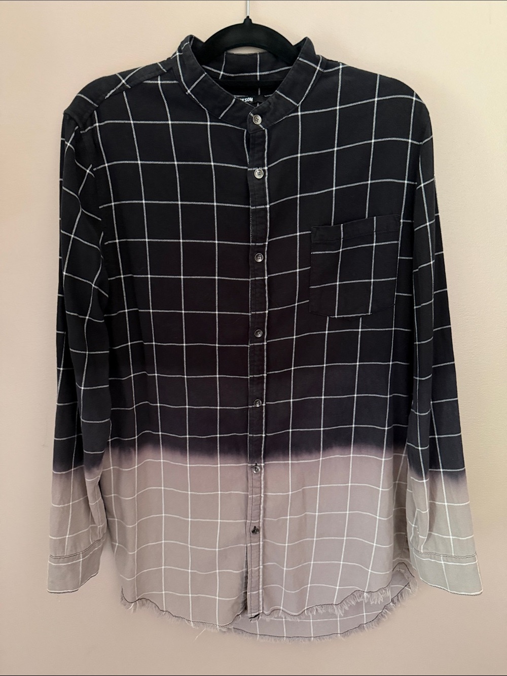 JACKSON Black & White Ombre Grid Button-Down Shirt